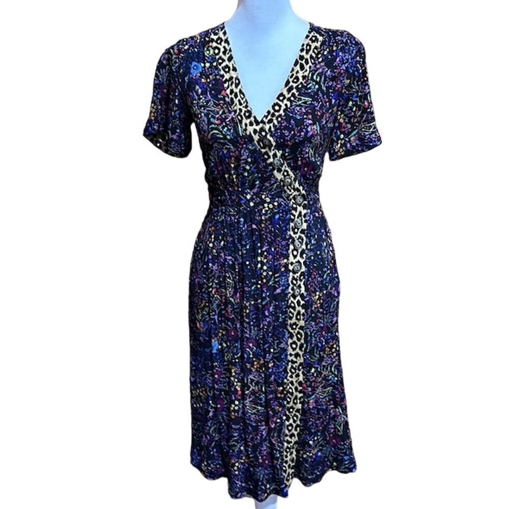 Maeve by Anthropologie Wrap Dress Floral Animal Print Size 2  US - EUC